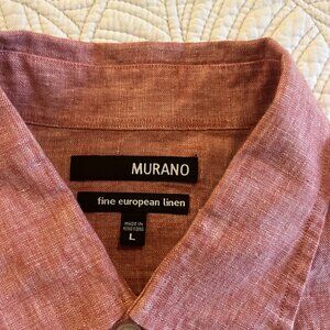 MURANO MEN'S SZ LARGE FINE EUROPEAN LINEN DRESS SHIRT